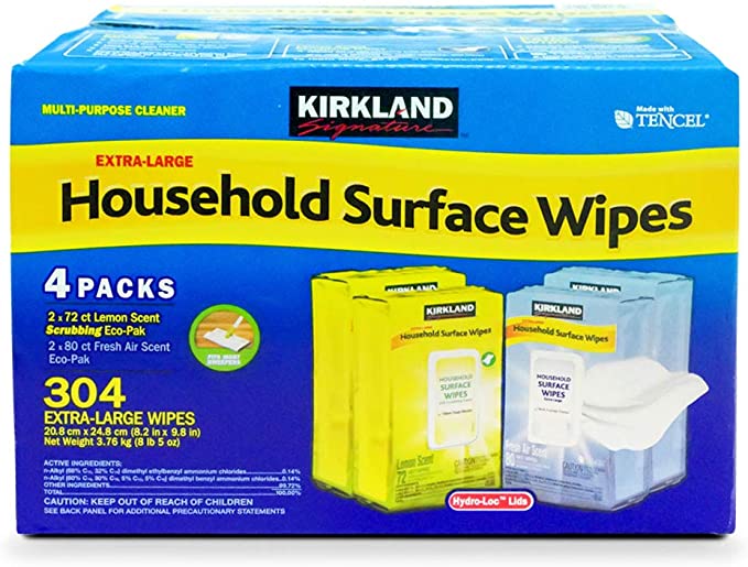 KIRKLAND SIGNATURE Household Surface Wipes Extra Large Case of 4 Pack